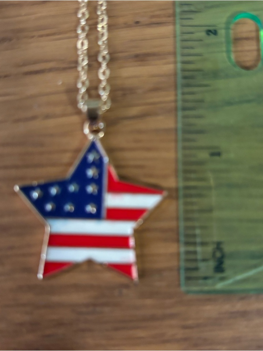 American Flag Gold-Tone Star Pendant Necklace 4th of July New - Picture 7 of 7